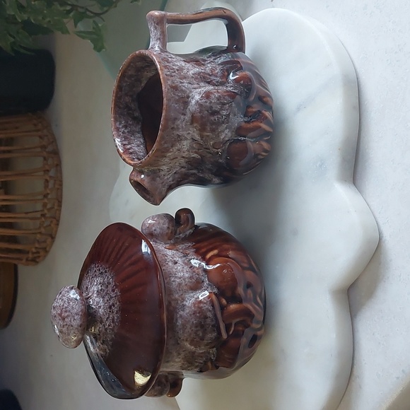 Other - Vintage Mushroom Pottery Cream and Sugar Set
